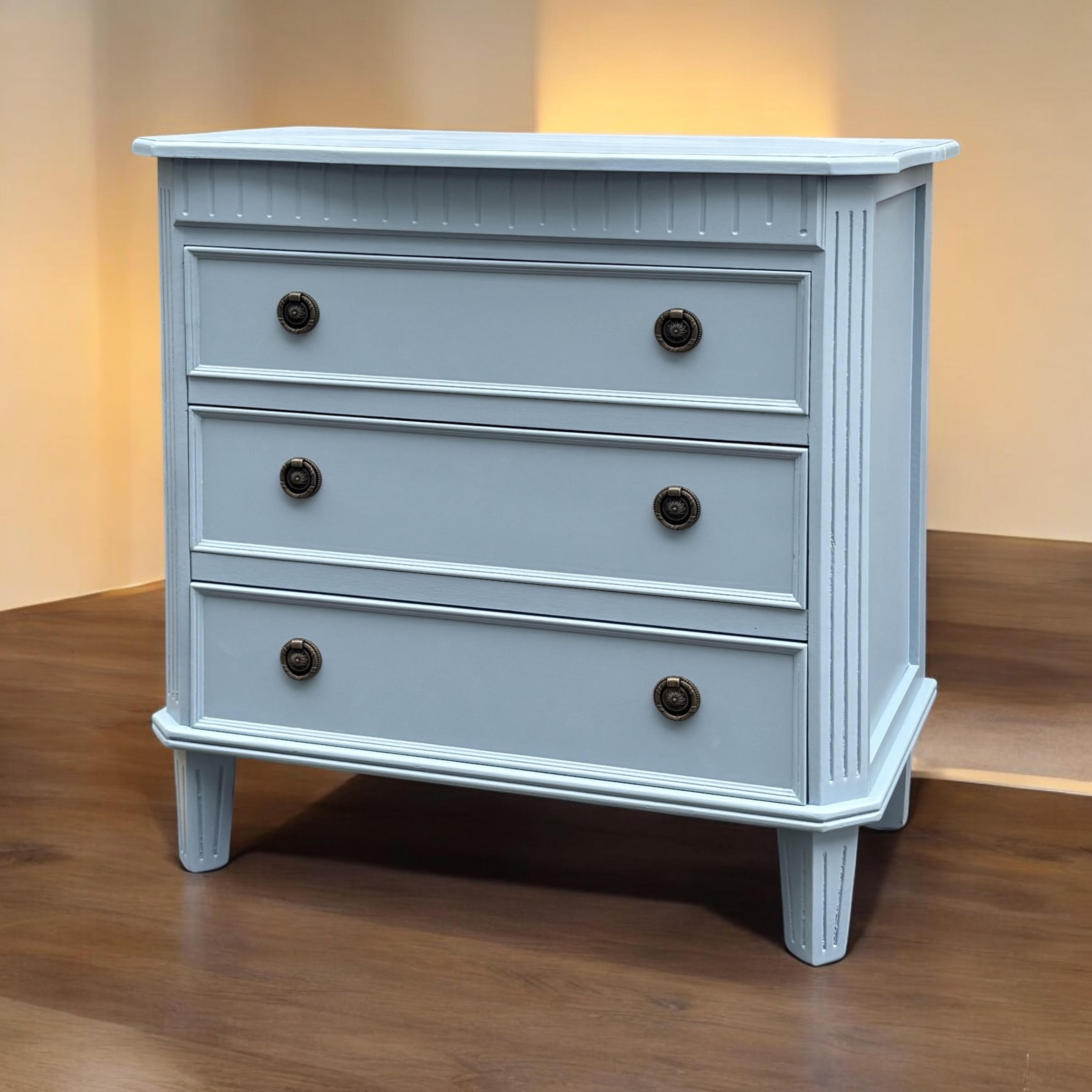 MSL 68cm 3 Drawer Wooden Chest of Drawers with Hand Finished Wooden Top