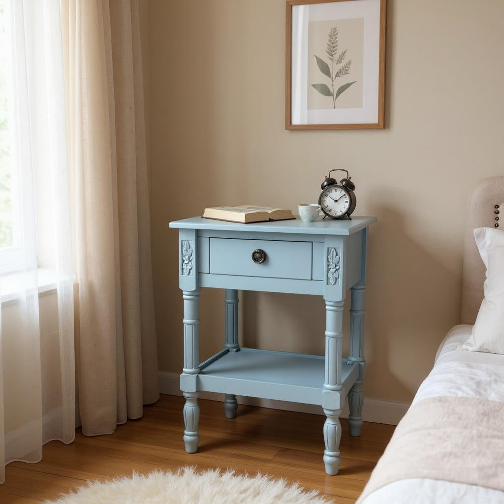 MSL 65cm 1 Drawer Hand Finished Side Table Bedside Table with Storage
