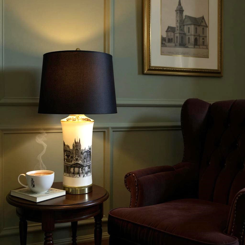 MSL 51cm Traditional Ceramic Table Lamp and Shade, Inline Rocker Switch, Double Insulated