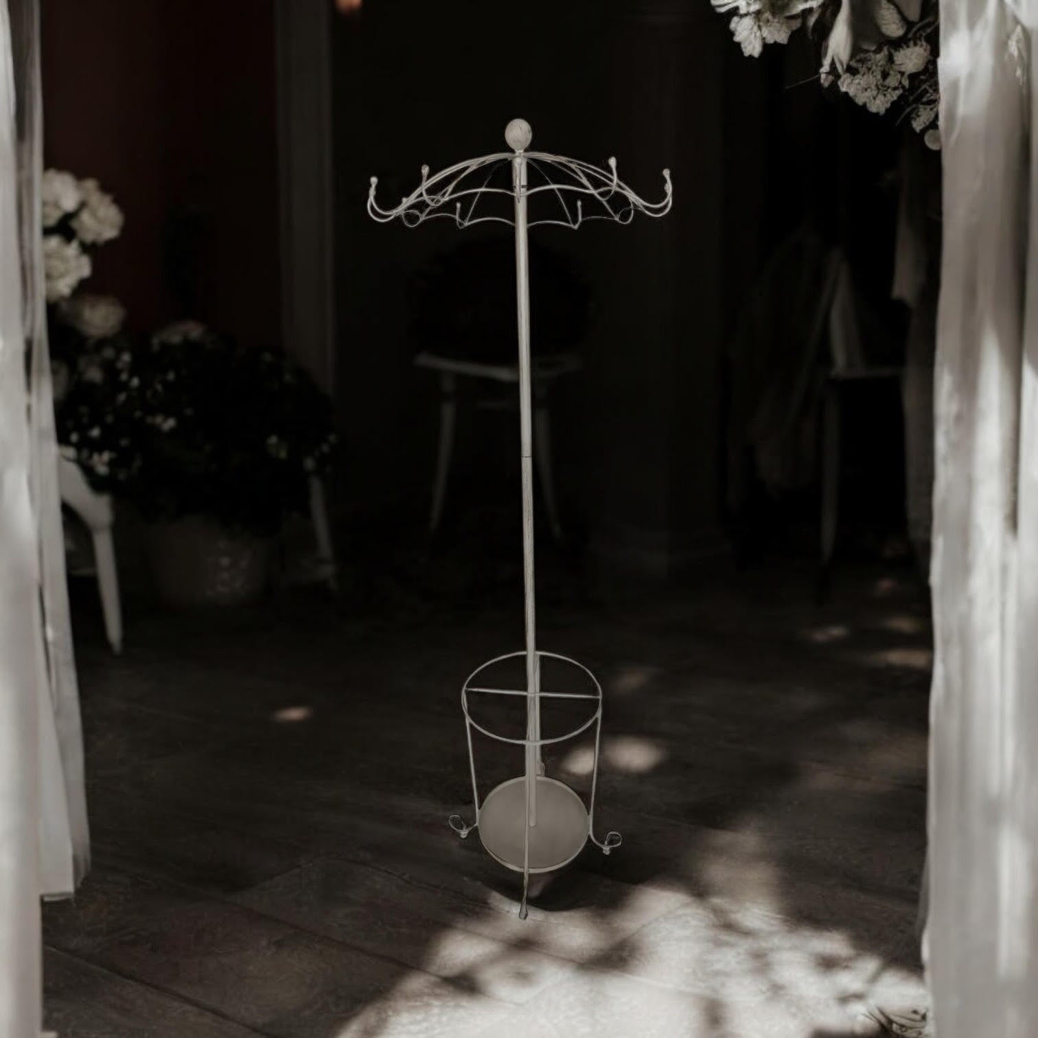 MSL 172cm Cream Metal Coat and Umbrella Stand for Hallway or Home