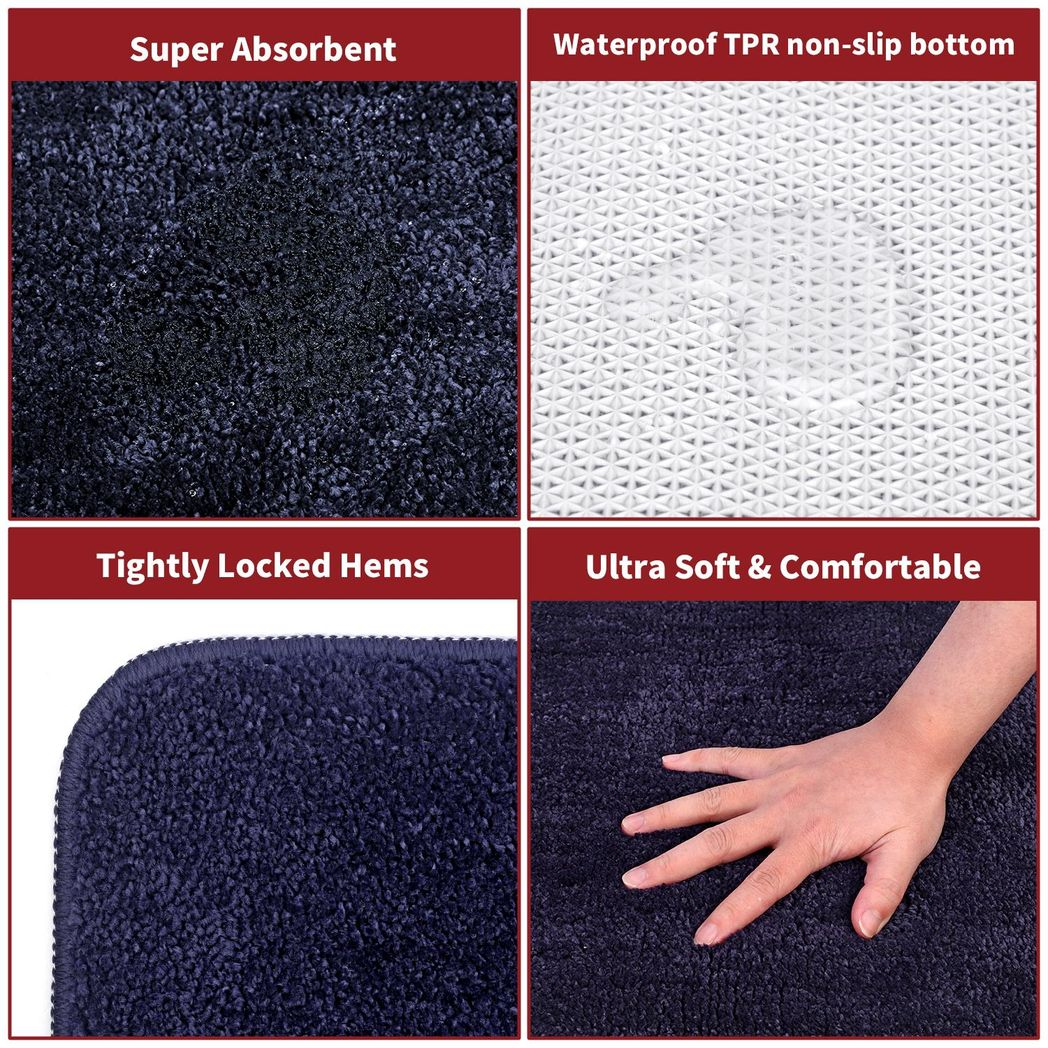 Vinsani Ultra Soft Microfiber Navy Bath Mat 60 x 90 cm