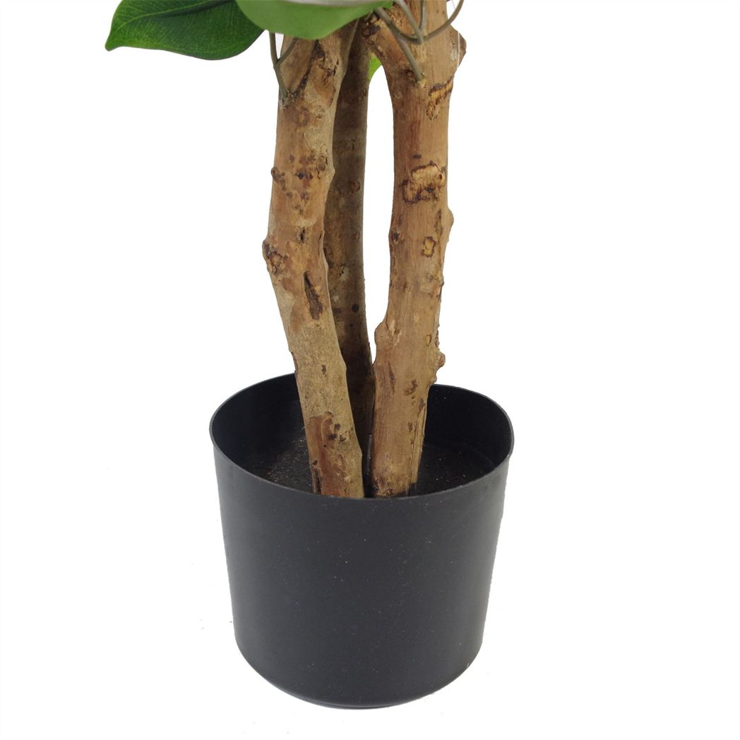 90cm Artificial Evergreen Ficus Tree with Wired Stems in Plain Plastic Pot