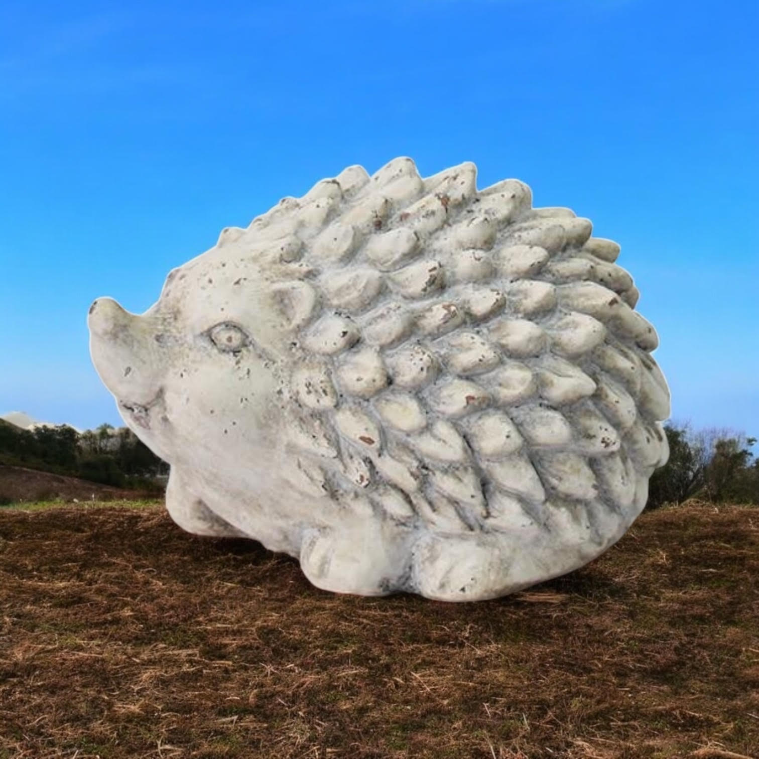 MSL 21cm Cream Cement Hedgehog Garden Ornament
