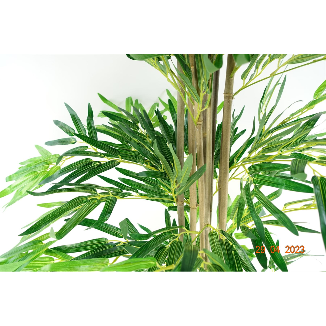 Leaf 180cm 6ft Artificial Bamboo Tree Natural Green in Black Pot