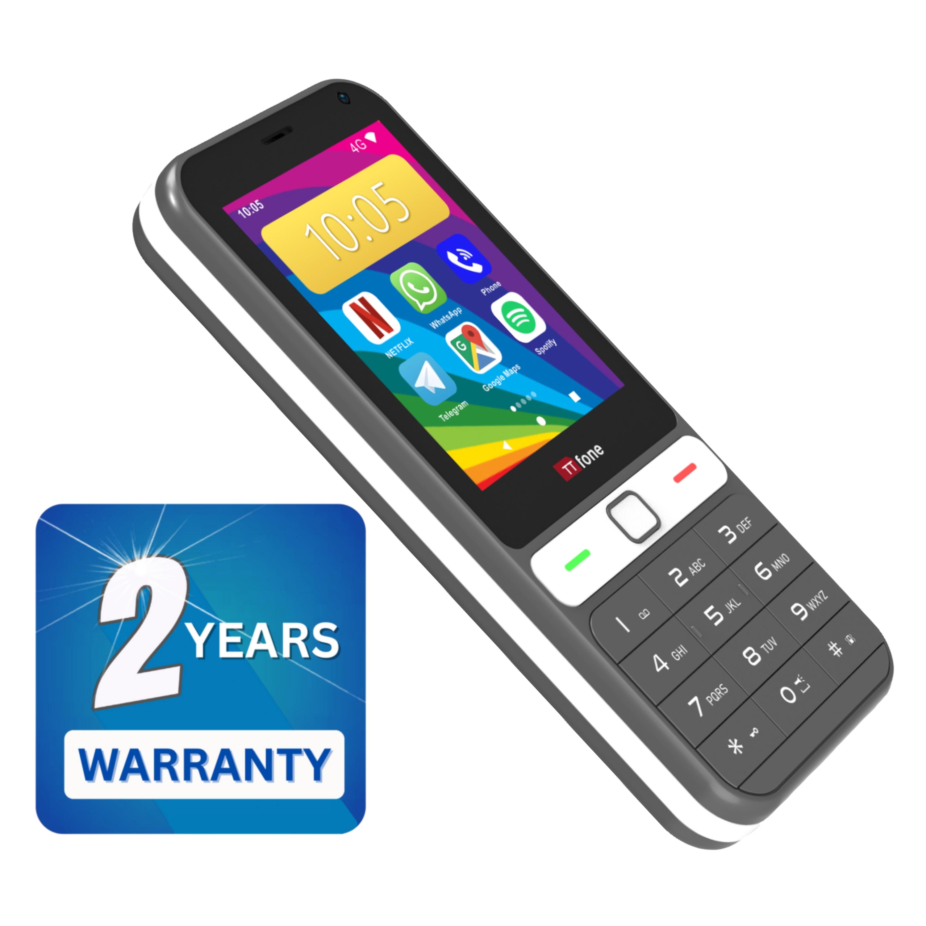 TTfone TT280  Simple 4G Dual SIM Bar Phone with Android, 2.8" Touchscreen, Keypad, 2MP Camera, USB-C - Easy to Use Unlocked Mobile (with USB Cable and O2 Sim Card)