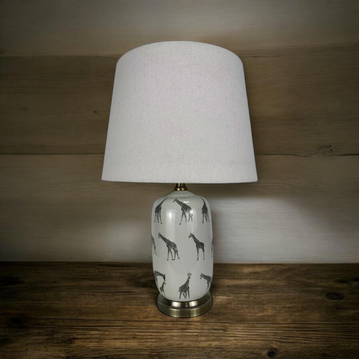 MSL 41cm Ceramic Table Lamp Base and Shade with Inline Rocker Switch, Double Insulated