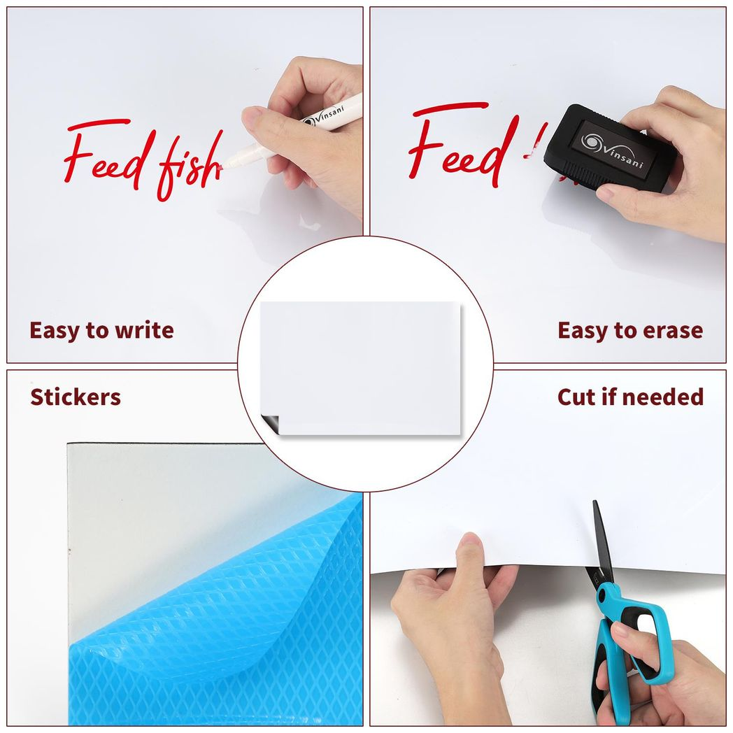Vinsani 45x60cm Magnetic Whiteboard Set with 4 Markers & Eraser