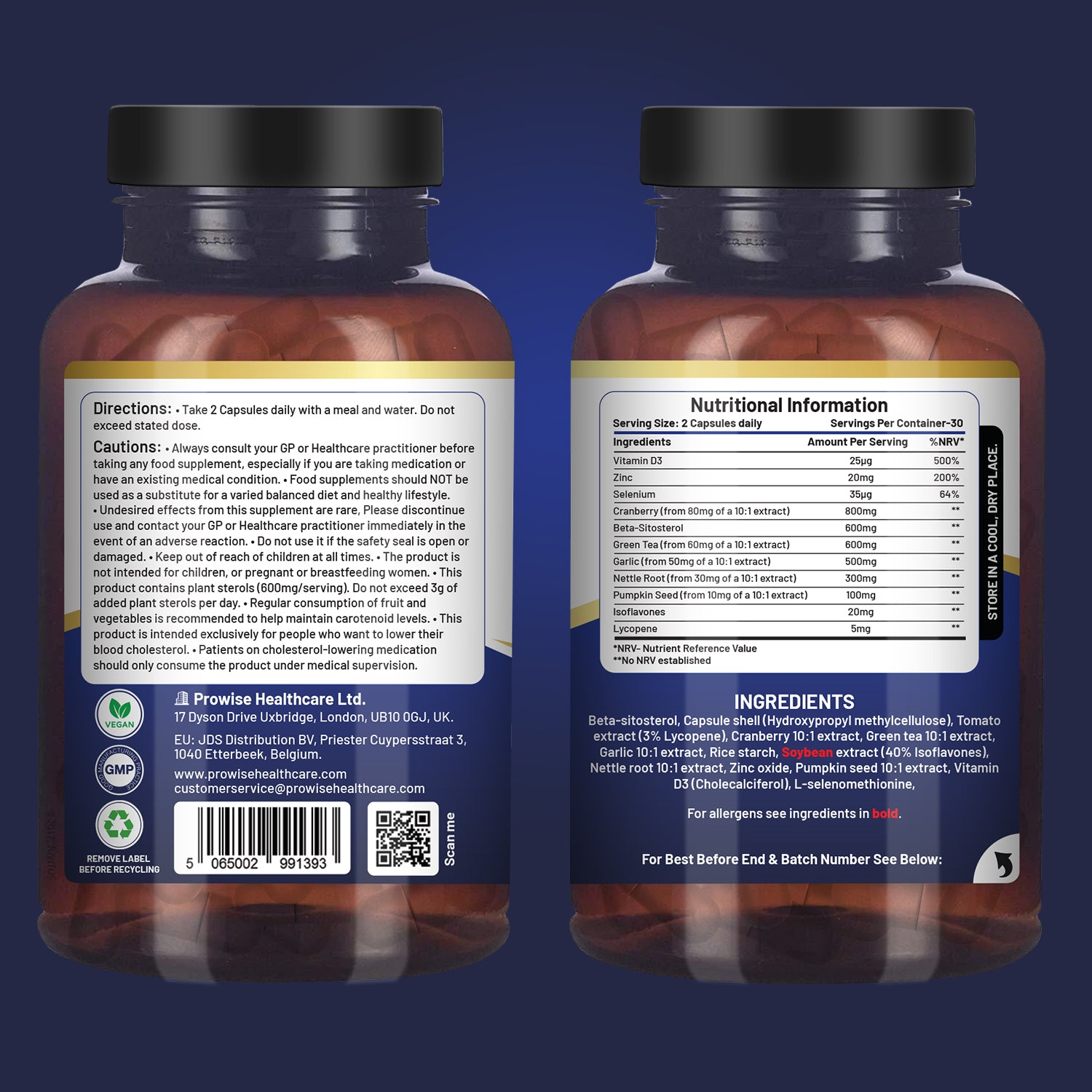 Advanced Prostwell Plus 60 Vegan Capsules with Beta Sitosterol, Pumpkin Seed, Nettle Root and Lycopene by Prowise Healthcare