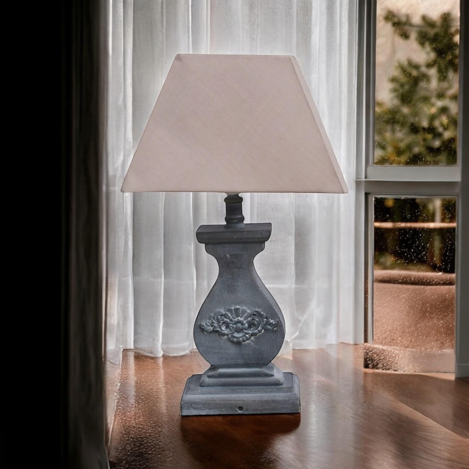 MSL 43cm Traditional Table Lamp with Linen Shade, Inline Rocker Switch, Double Insulated
