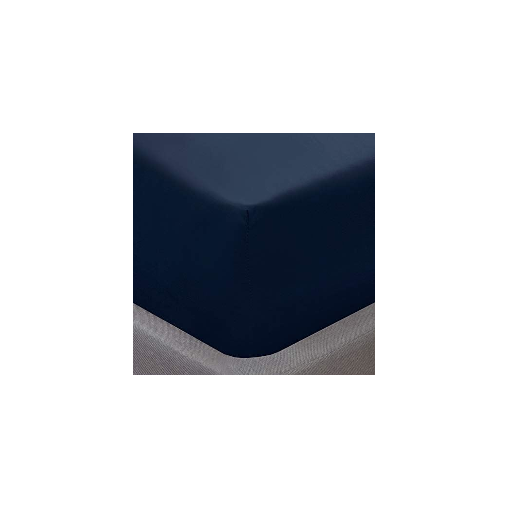 Sleepdown Essential Range Microfibre Fitted Sheet 32cm Navy, 100% Polyester, Soft Plain Dye