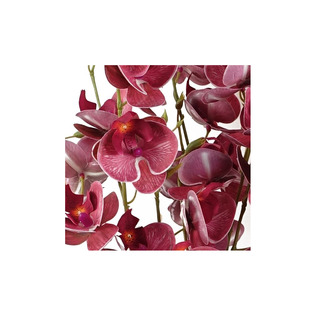 Leaf Pack of 6 Dark Pink Artificial Mini Orchid Flower Stems 80cm