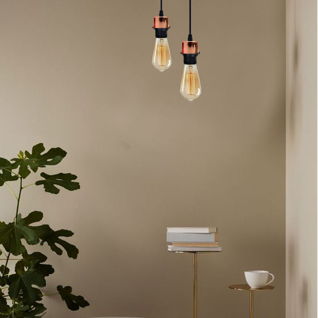 5 Pack Rose Gold E27 Pendant Light Holder, Lampshade Compatible