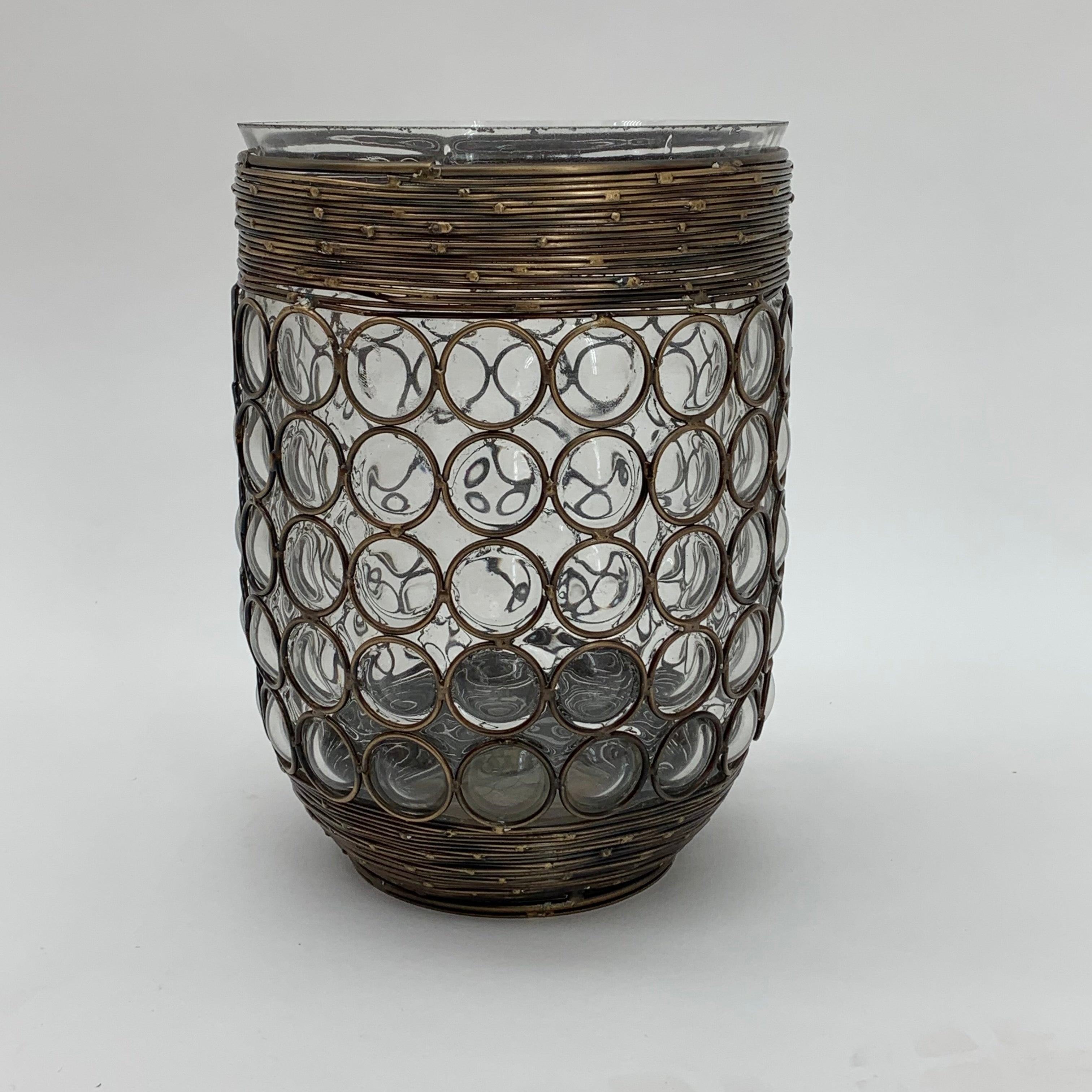 Decorative Glass Candle Holder in Metal Frame