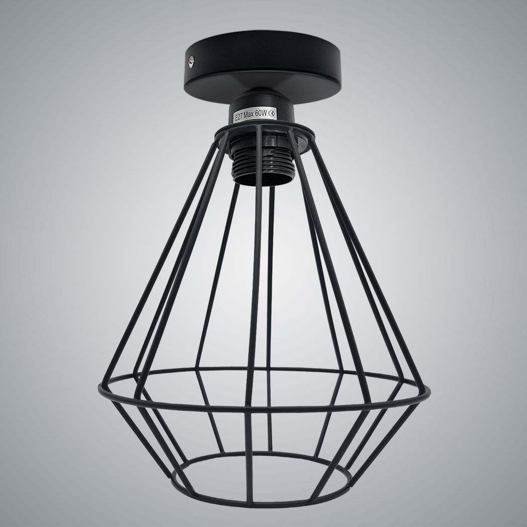 Vintage Industrial Geometric Wire Cage E27 Ceiling Light Holder, 60W