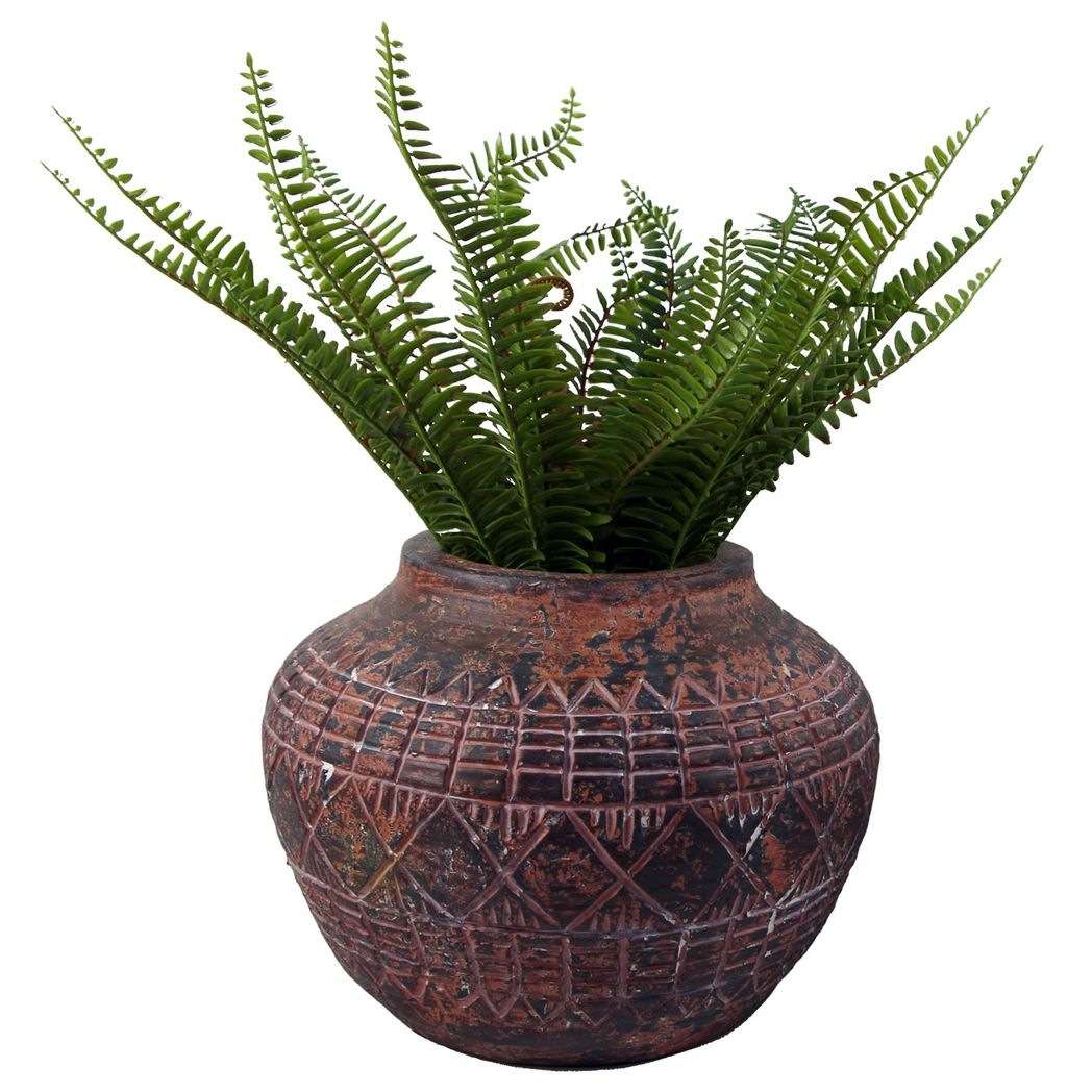 Leaf Large Aztec Vase Planter 23 x 30cm Fibreglass Composite Rustic Finish