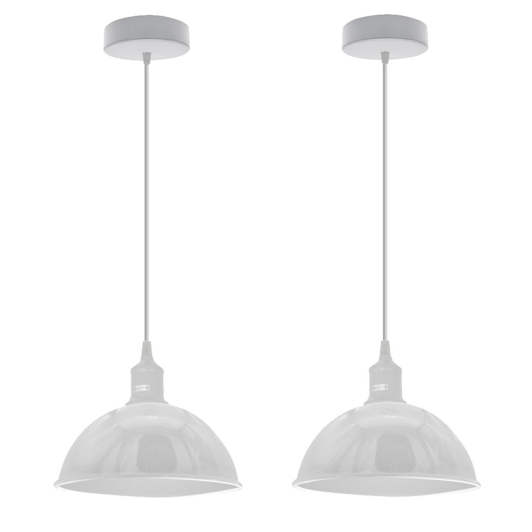 2-Pack White Dome Metal Pendant Lamp Shades, 21cm, E27
