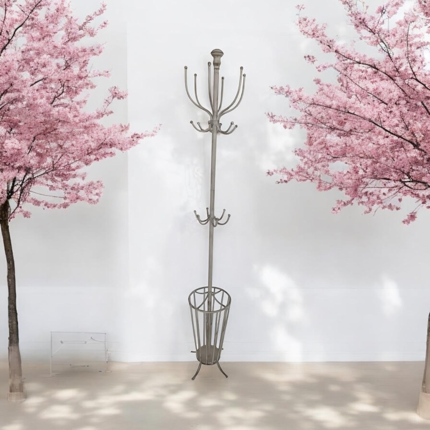 MSL 175cm Cream Metal Coat and Umbrella Stand