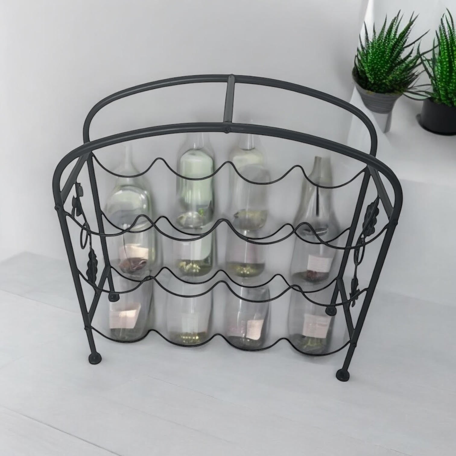 MSL 40cm Cast Iron Effect 12 Bottle Wine Rack