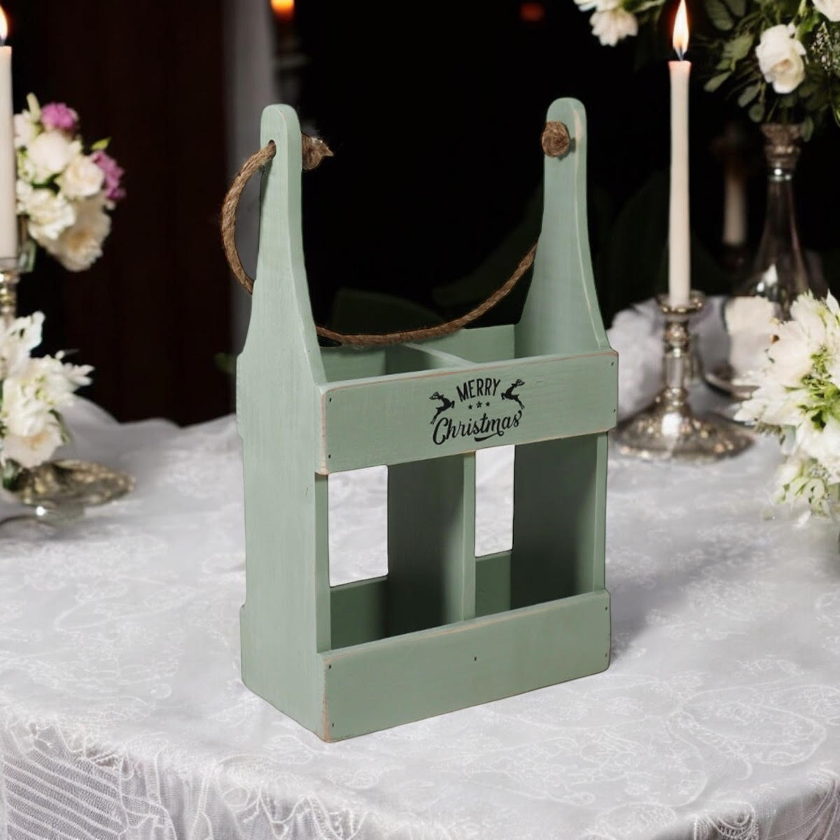 MSL 39CM Rustic Green 2-Bottle Wine Caddy