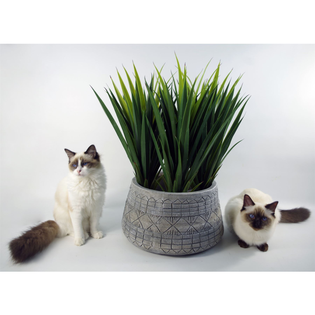 Leaf Grey Gliese Embossed Planter 22cm x 37cm Large Fibreglass Composite Indoor Rustic Planter