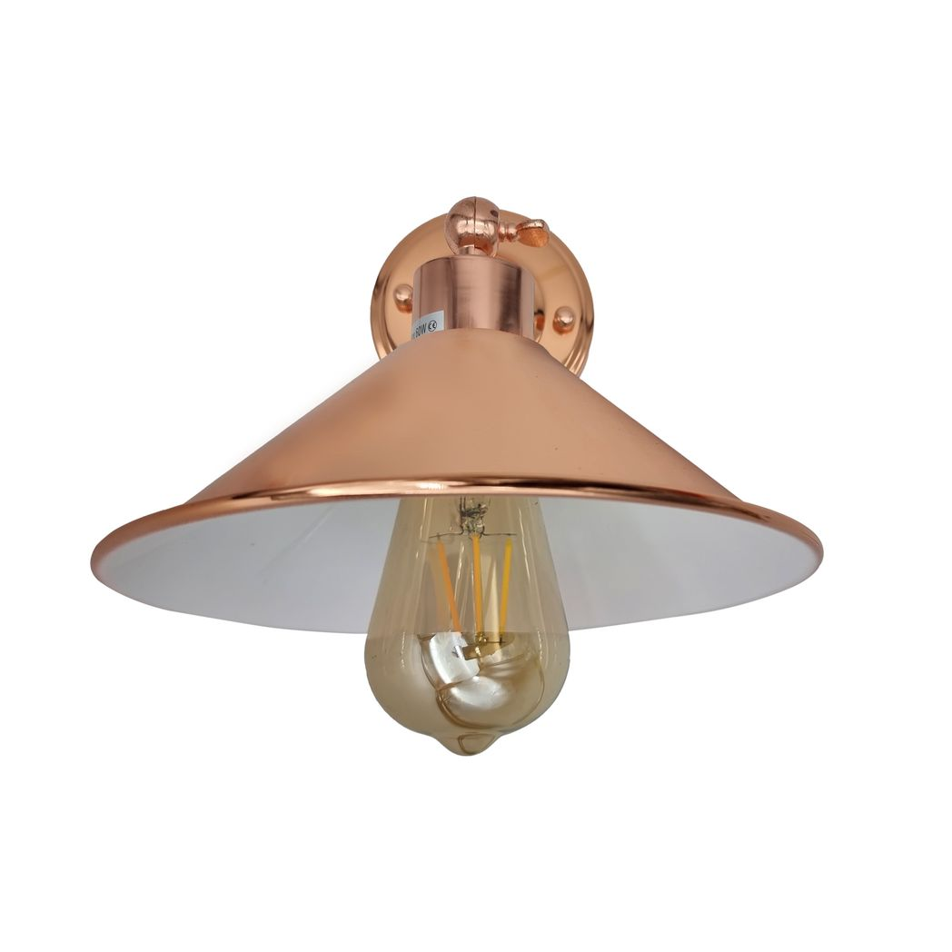 Vintage Industrial Wall Light Rose Gold Retro Metal Lamp Shade E27 Hardwired Indoor