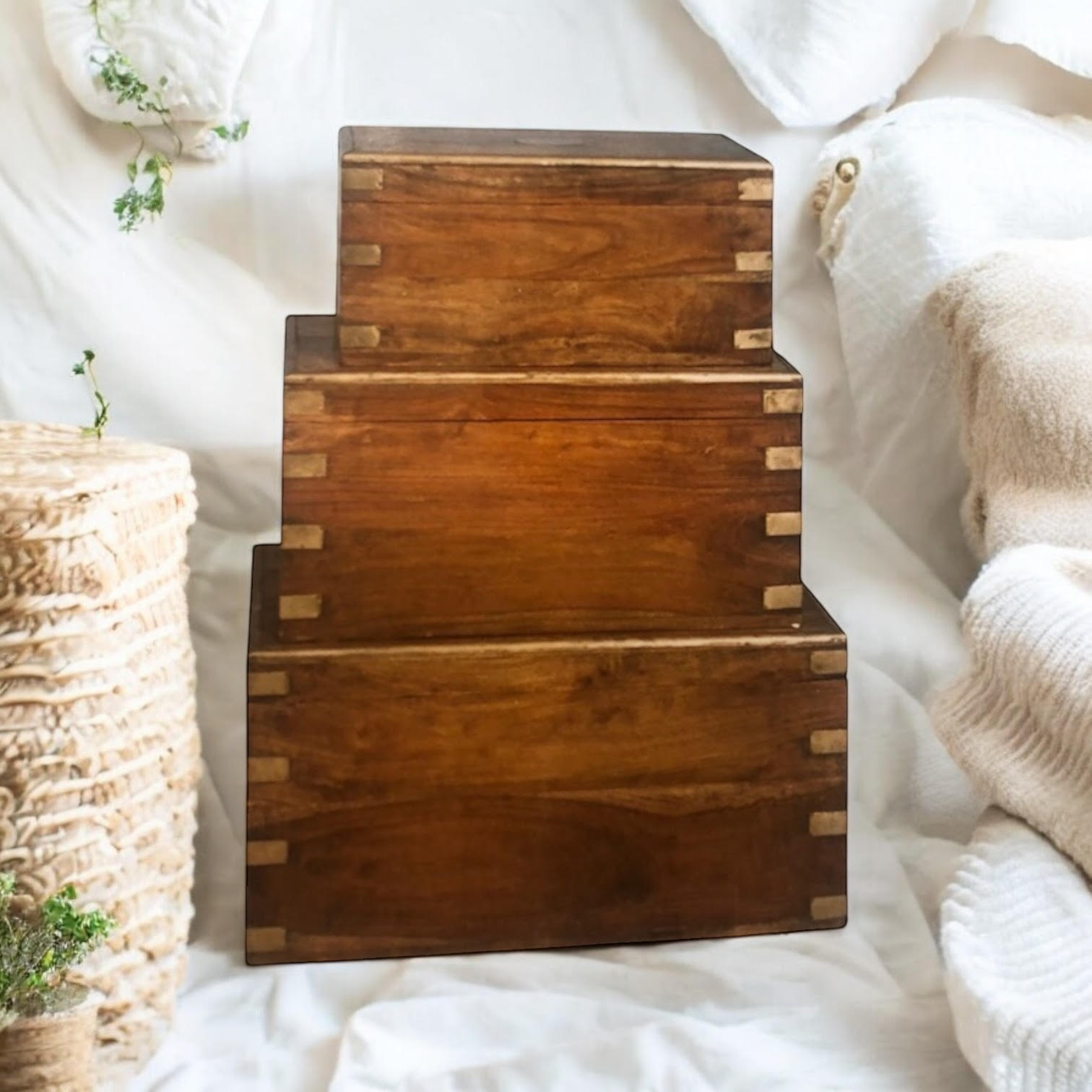 MSL 90cm Set of 3 Wooden Chests