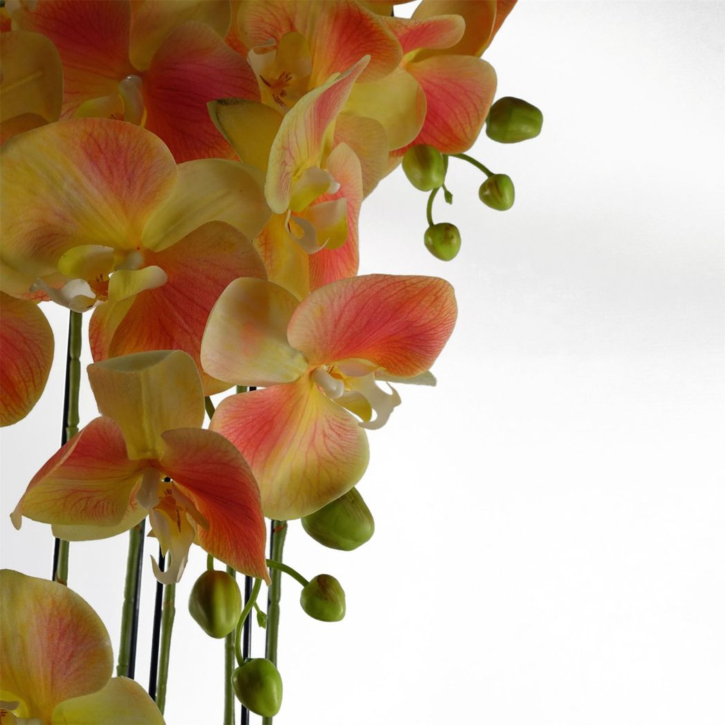 110cm Large Yellow Peach Artificial Orchid Plant with 41 Real Touch Flowers