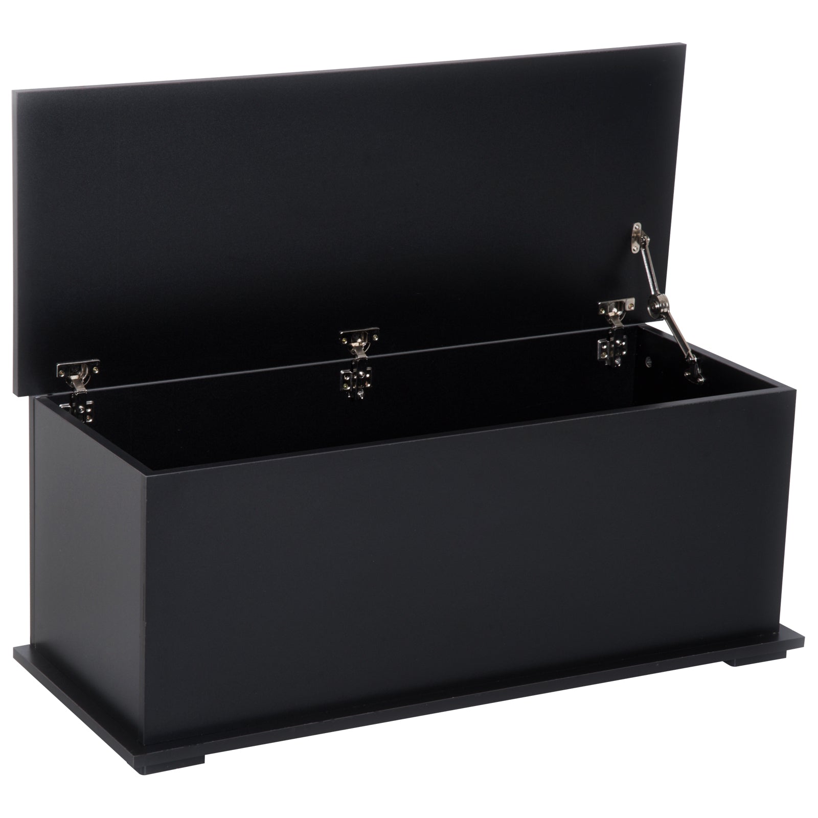 Black Storage Ottoman Chest with Lid, 100 x 40 x 40 cm