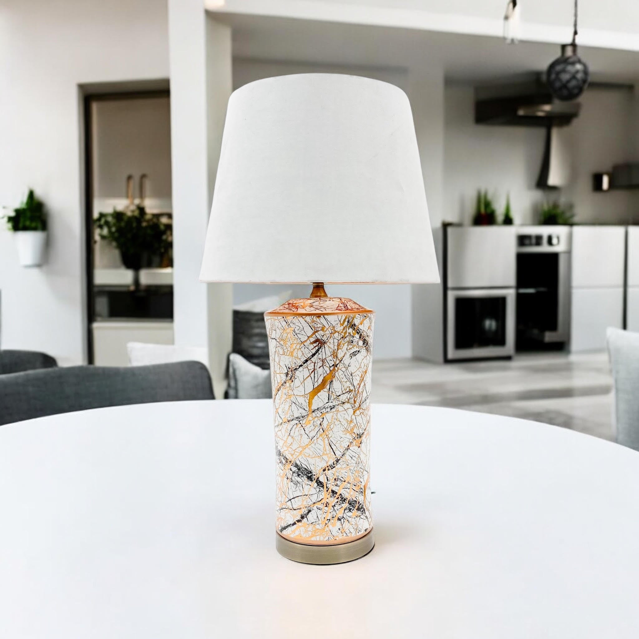 MSL 51cm Traditional Ceramic Table Lamp with Shade and Inline Rocker Switch