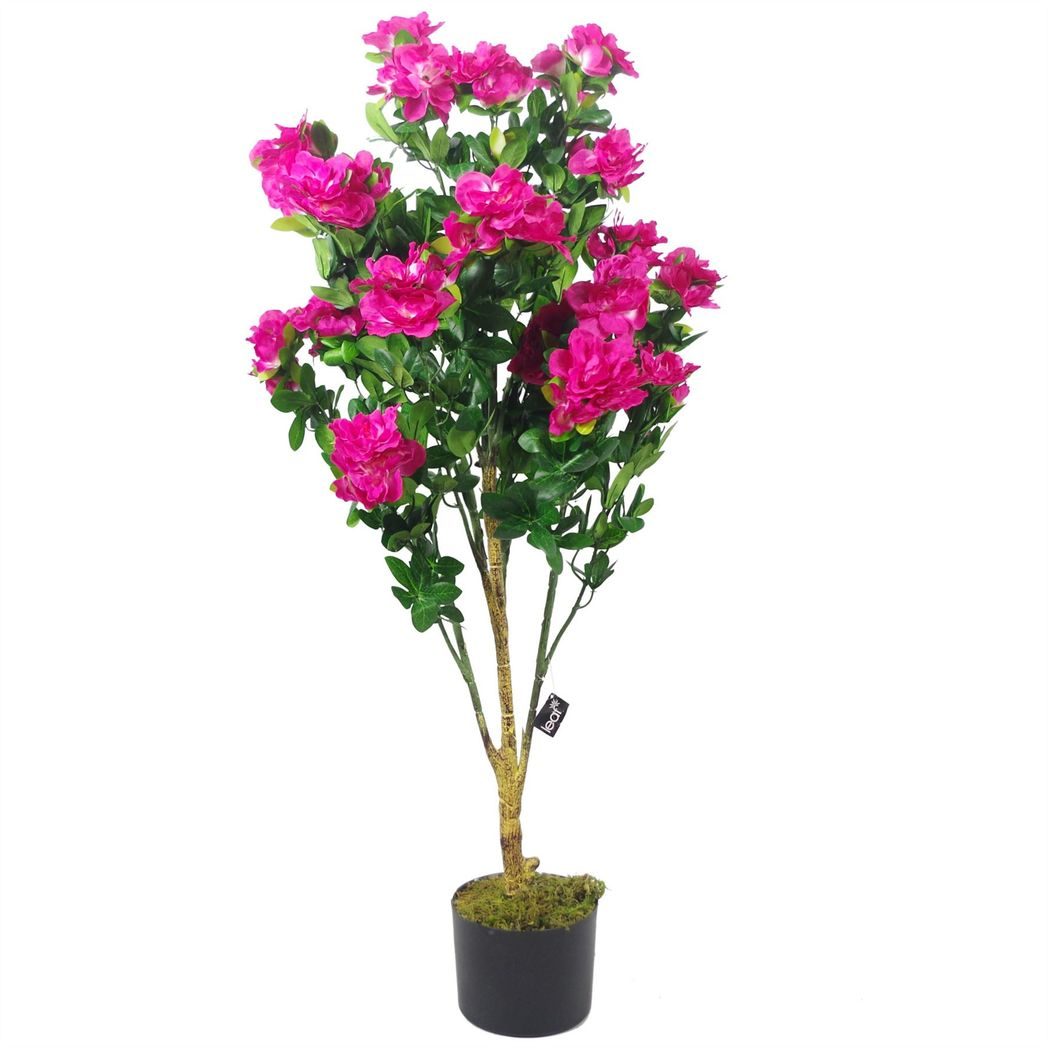 100cm Premium Artificial Pink Azalea Potted Plant with Metal Planter