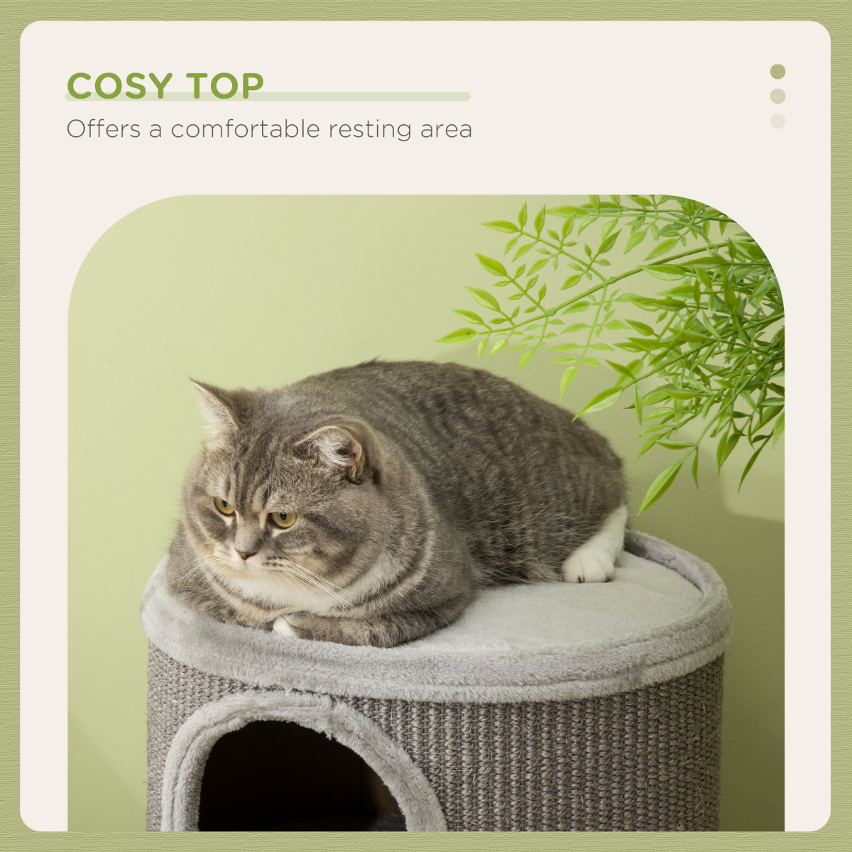PawHut Light Grey Cat Barrel Tower with Sisal and Plush Platform