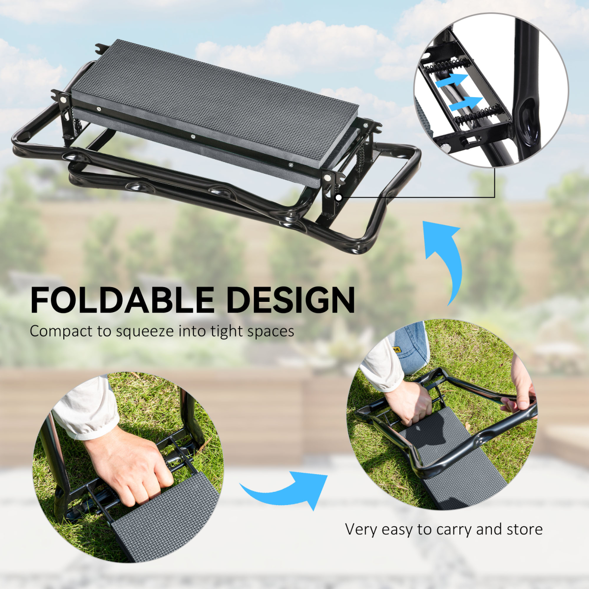 Outsunny 2-in-1 Folding Garden Kneeler and Seat with Foam Pad