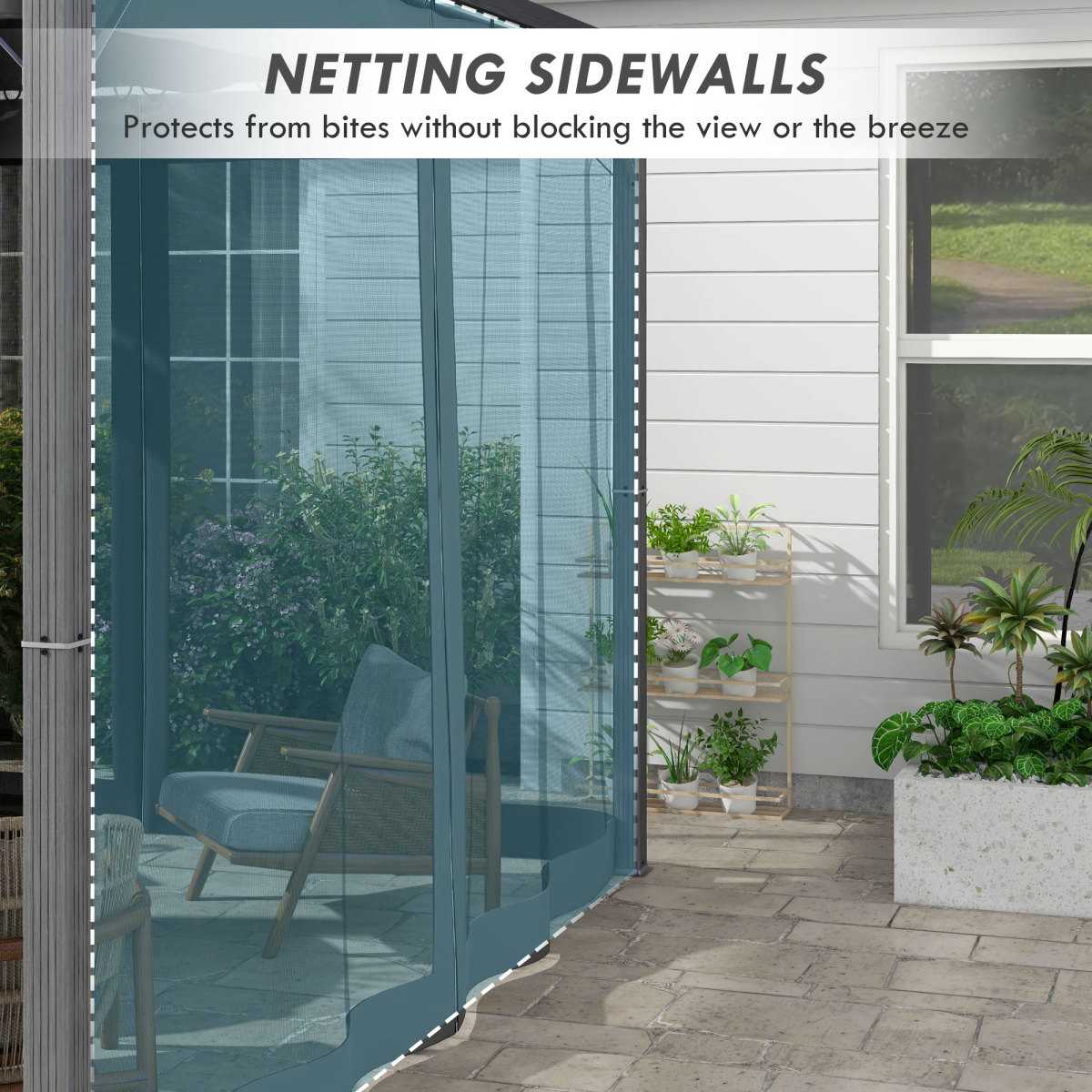 Outsunny 3 x 3 m Dark Grey Pergola with Retractable Roof and Netting