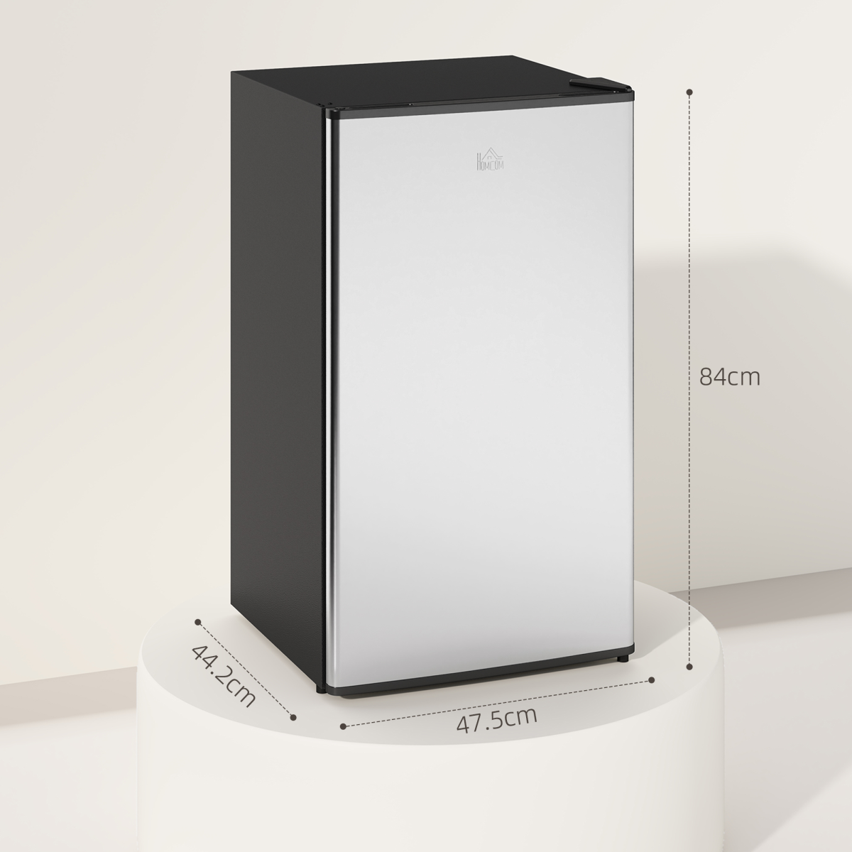 HOMCOM 91L Freestanding Under Counter Fridge, Silver Tone