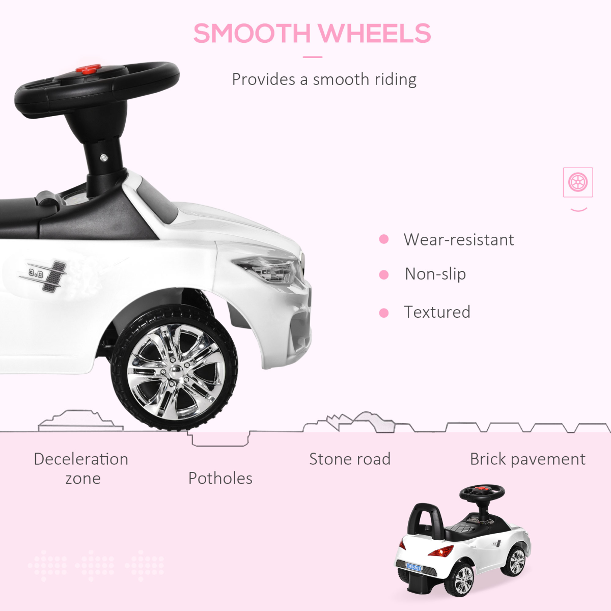 HOMCOM Foot-to-Floor Toddler Ride-On Car with Lights & Music