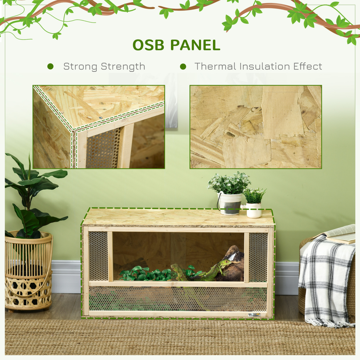 PawHut 80cm Reptile Terrarium with Glass Sliding Doors, Mesh Panels