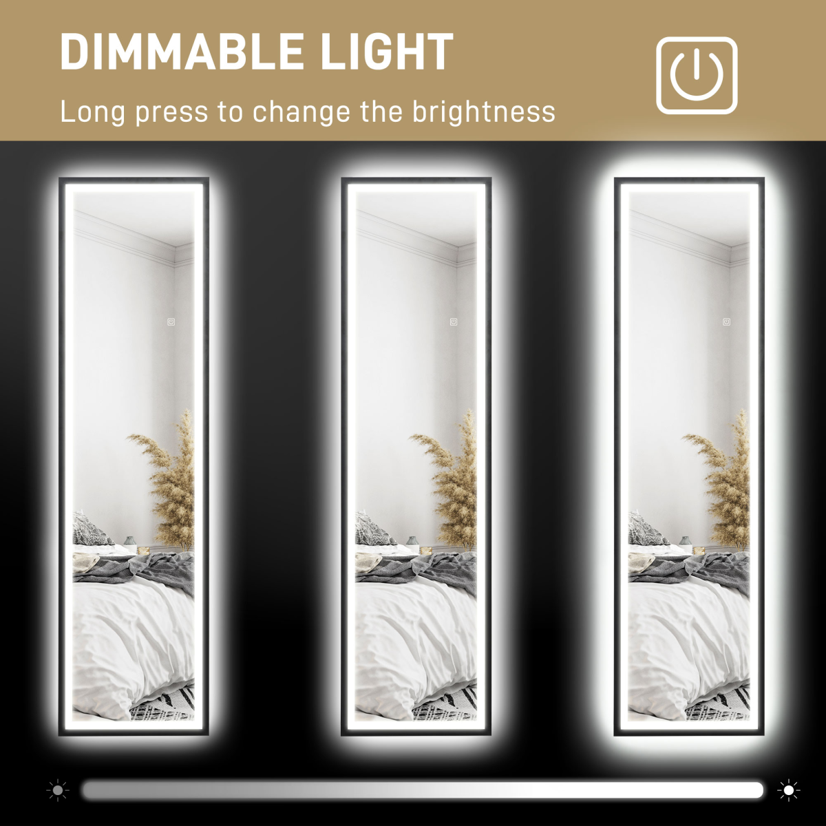 HOMCOM 150x40cm Full Length Mirror with Adjustable LED Lights, Black