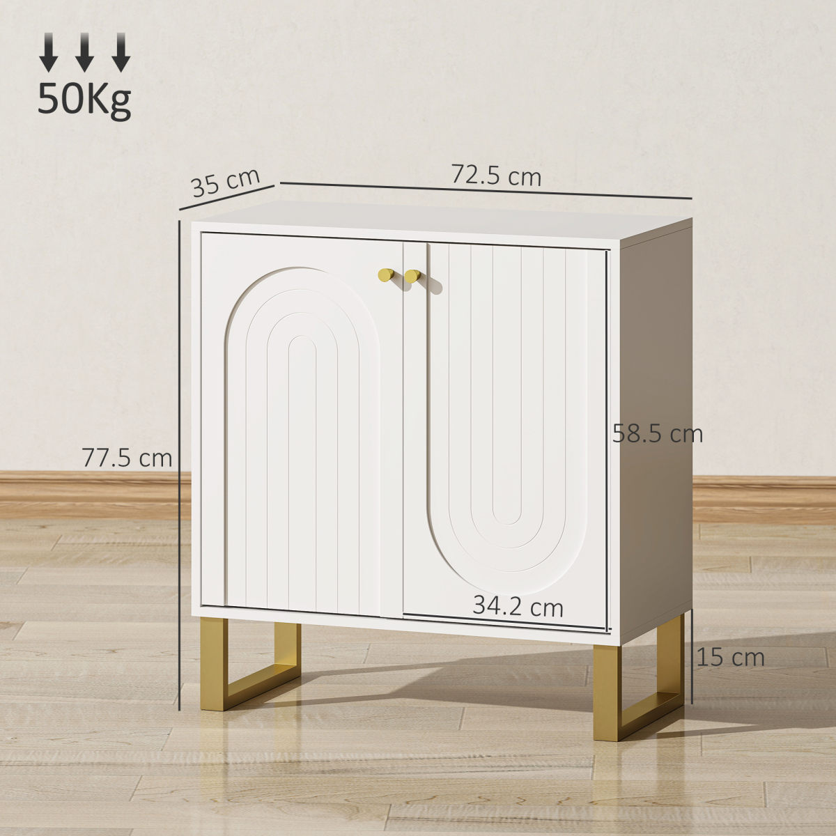 HOMCOM White Sideboard Cabinet with Adjustable Shelves & Doors
