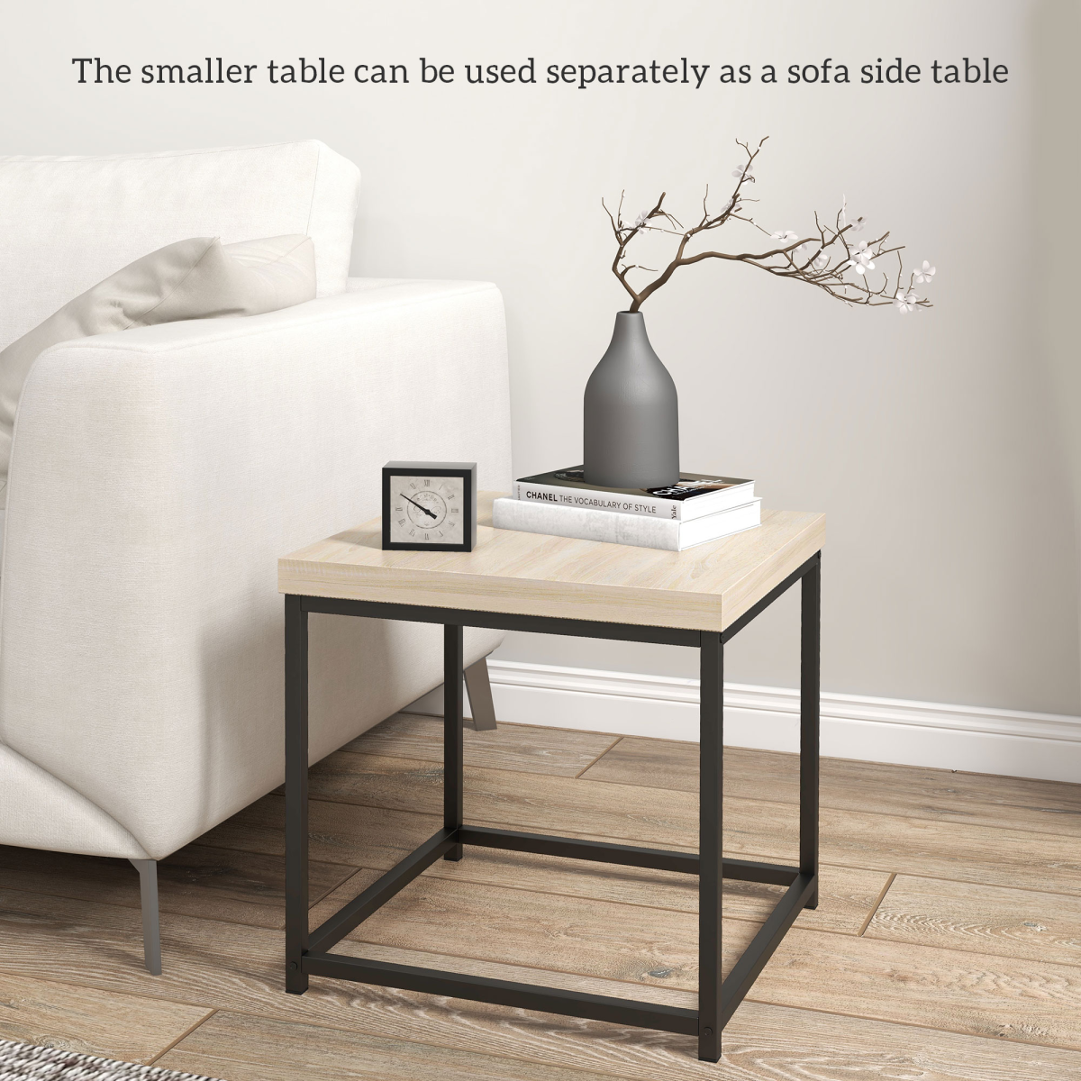 HOMCOM Set of 2 Nesting Coffee Tables with 3.5cm Top, Oak