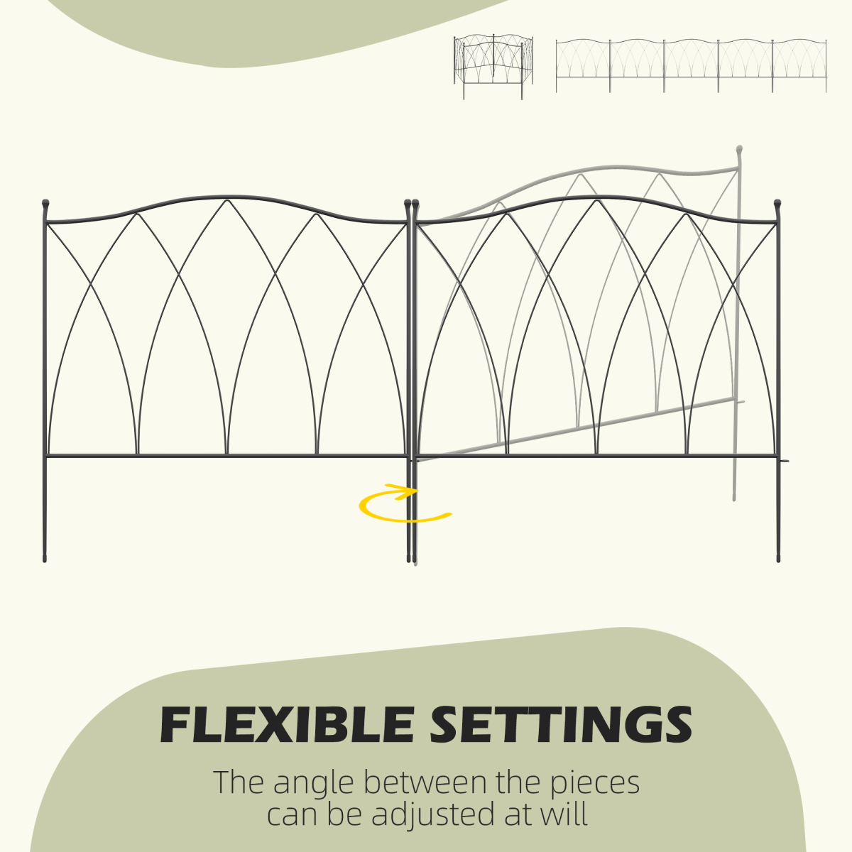 Outsunny 5-Piece Decorative Metal Garden Fence Border Edging, Black