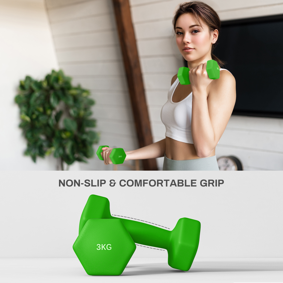 SPORTNOW Hex Dumbbells Set with Rack, 2 x 1kg, 2 x 2kg, 2 x 3kg