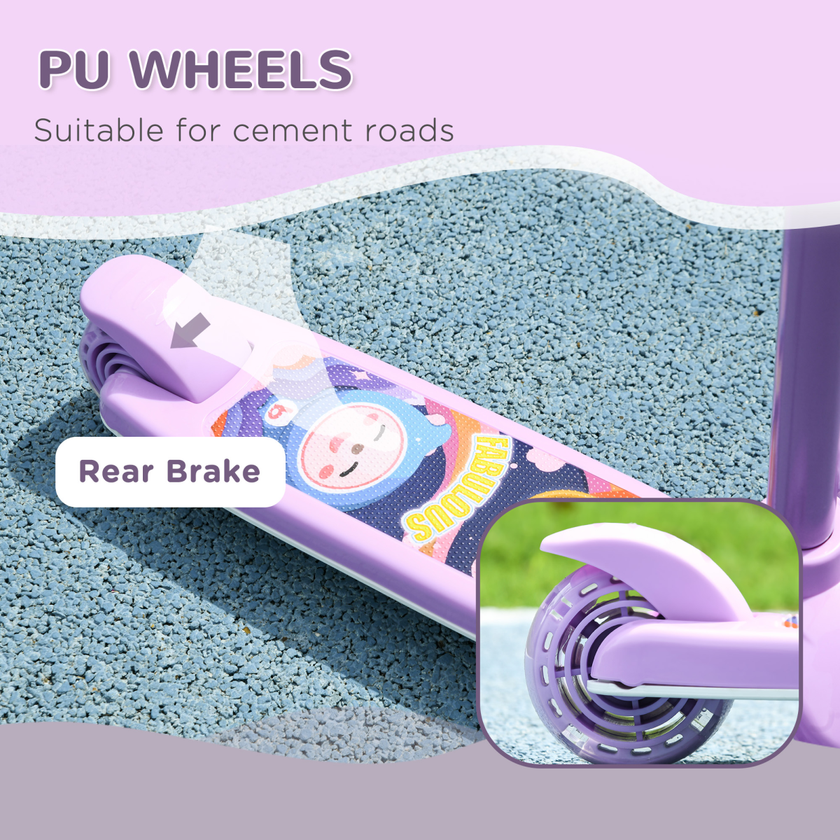 AIYAPLAY Kids 3-Wheel LED Scooter, Adjustable Height, Purple, 2-6 Years
