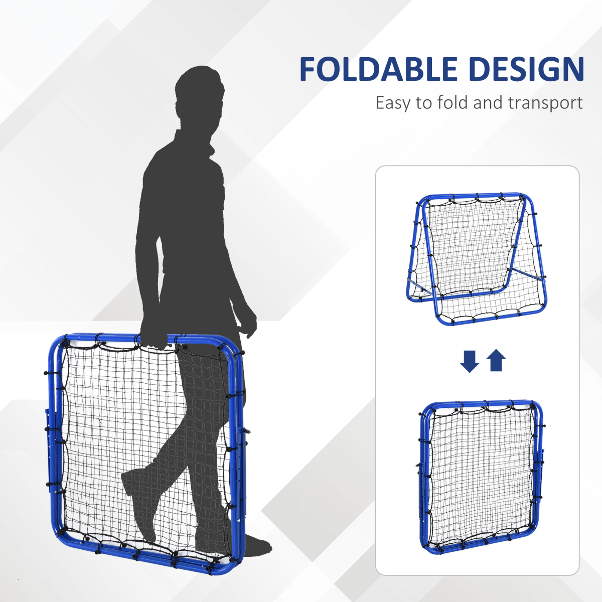 Adjustable Football Rebounder Net Training Goal with Adjustable Angles, Portable Foldable Steel Tube Frame, PE Net