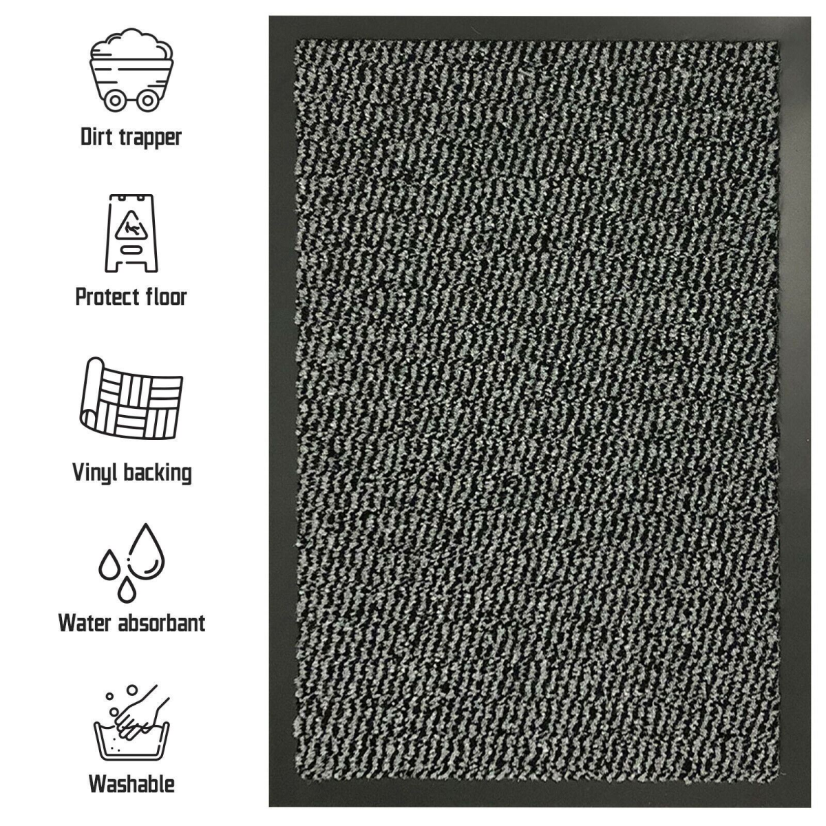Grey Super Hard Wearing Barrier Mat 80cm x 300cm for High Traffic Areas