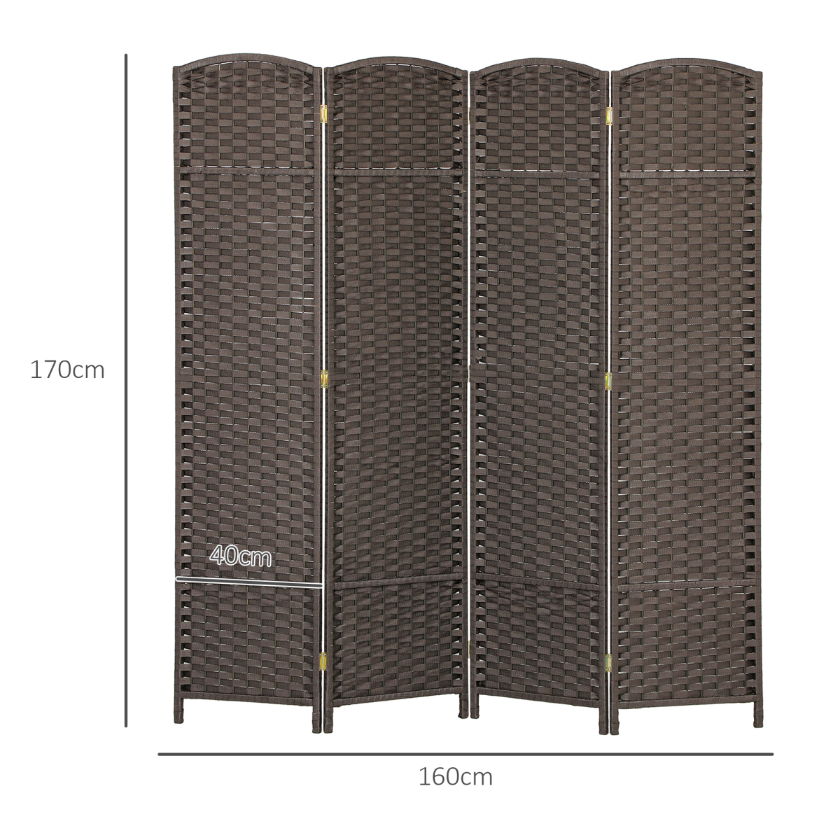 HOMCOM 4-Panel Folding Room Divider Privacy Screen, 160 x 170 cm, Brown