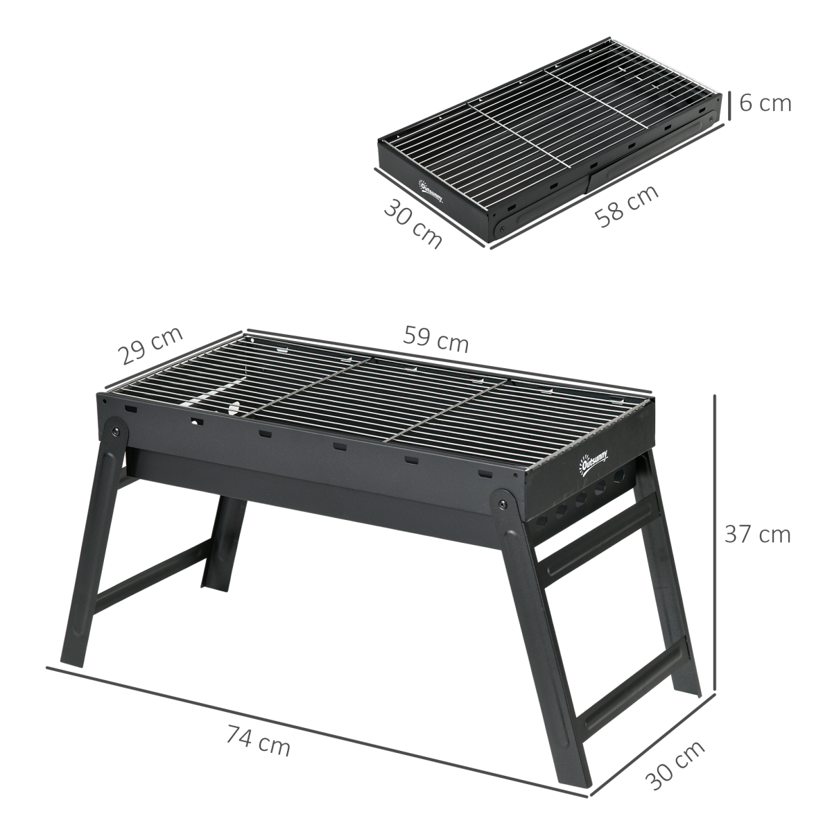 Outsunny Foldable Portable Charcoal Grill with Pull-Out Charcoal Basin