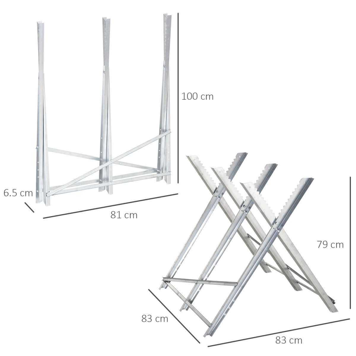 DURHAND Foldable Steel Saw Horse with Sawtooth Edges, Silver