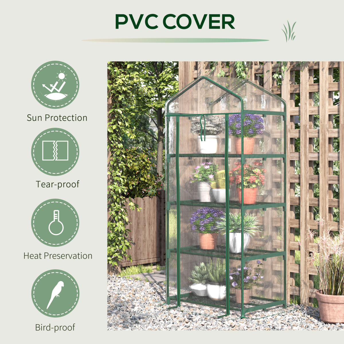 Outsunny 4-Tier Mini Portable Greenhouse with Metal Frame, Transparent PVC Cover, 160 x 70 x 50 cm