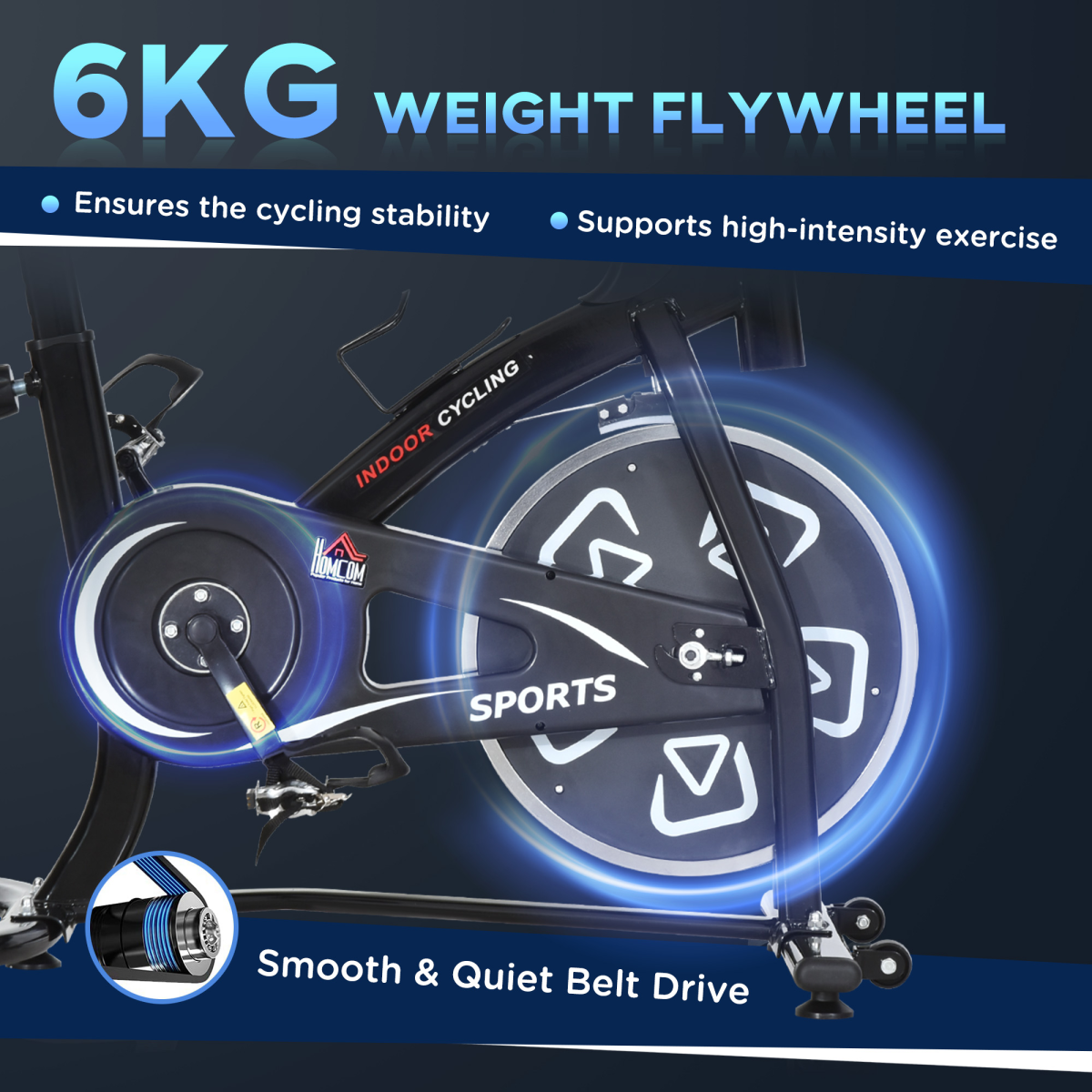 HOMCOM Belt-Driven Indoor Cycling Exercise Bike with LCD Monitor