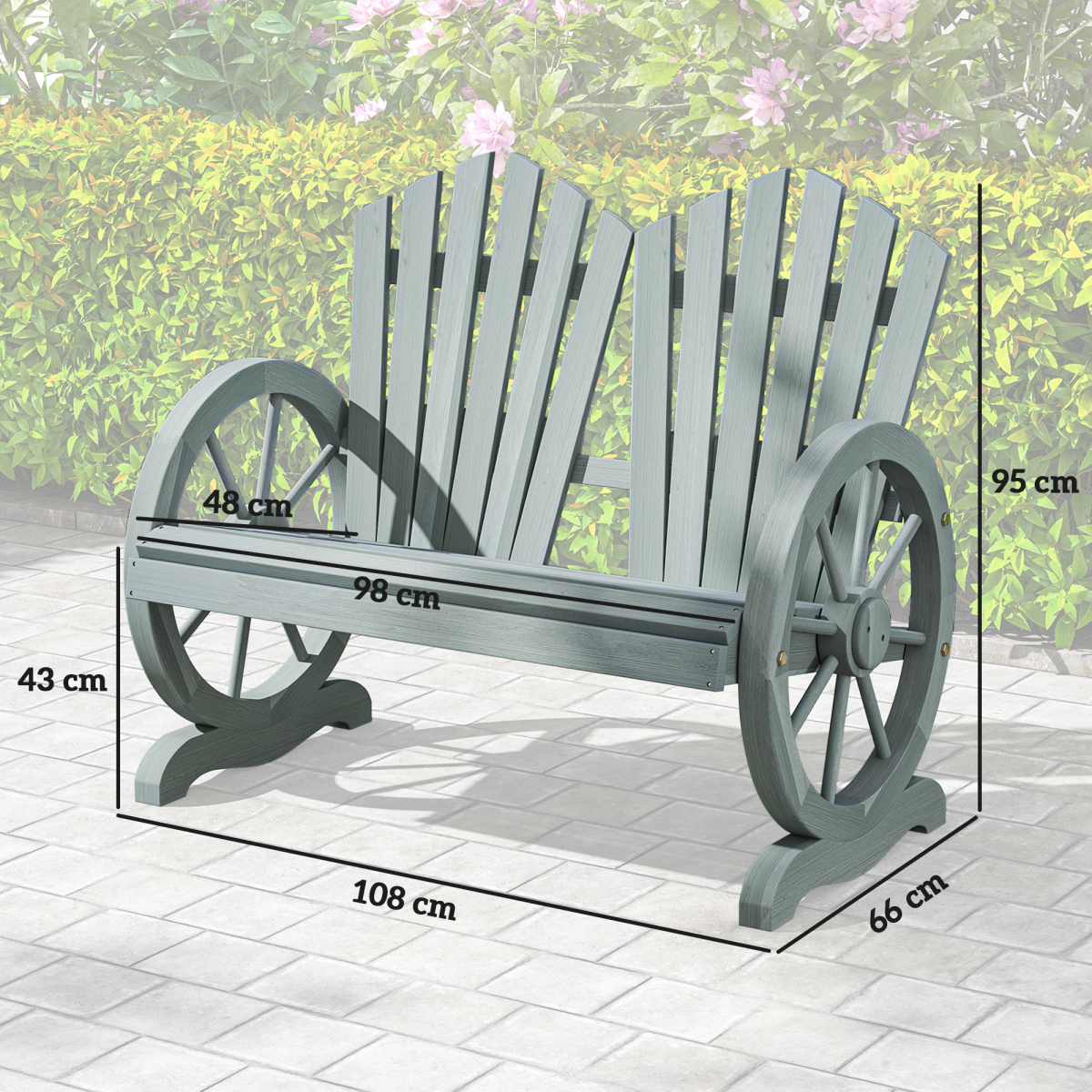 Outsunny Grey Fir Wood Outdoor Chair with Ergonomic Back Support